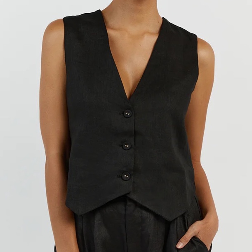 NWT DISSH BANKS BLACK LINEN VEST Small Size 4